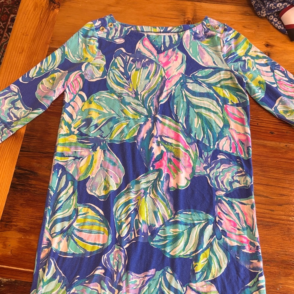 Colorful Leaf Print Long Sleeve Dress